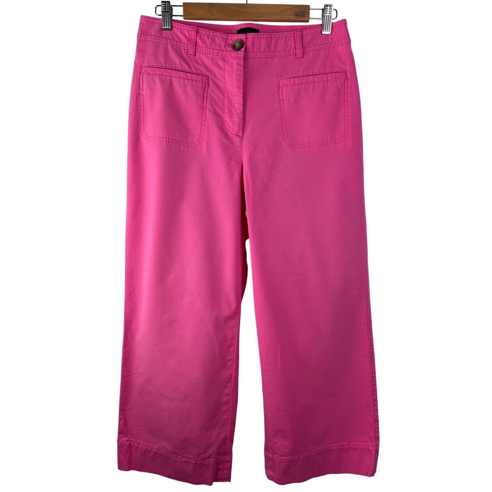 Talbots Hot Pink Wide Leg Crop Pants Size 8 Cotton Rayon Stretch High Rise - Picture 1 of 6